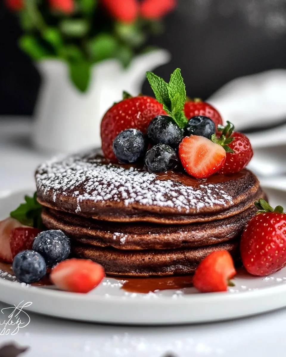 Delicious Double Chocolate Brownie Pancakes image