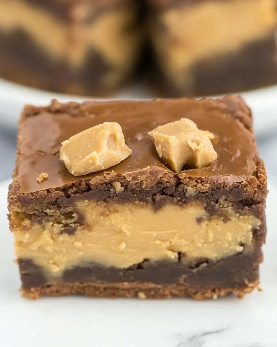 Classic Double Frosted Peanut Butter Brownies shot