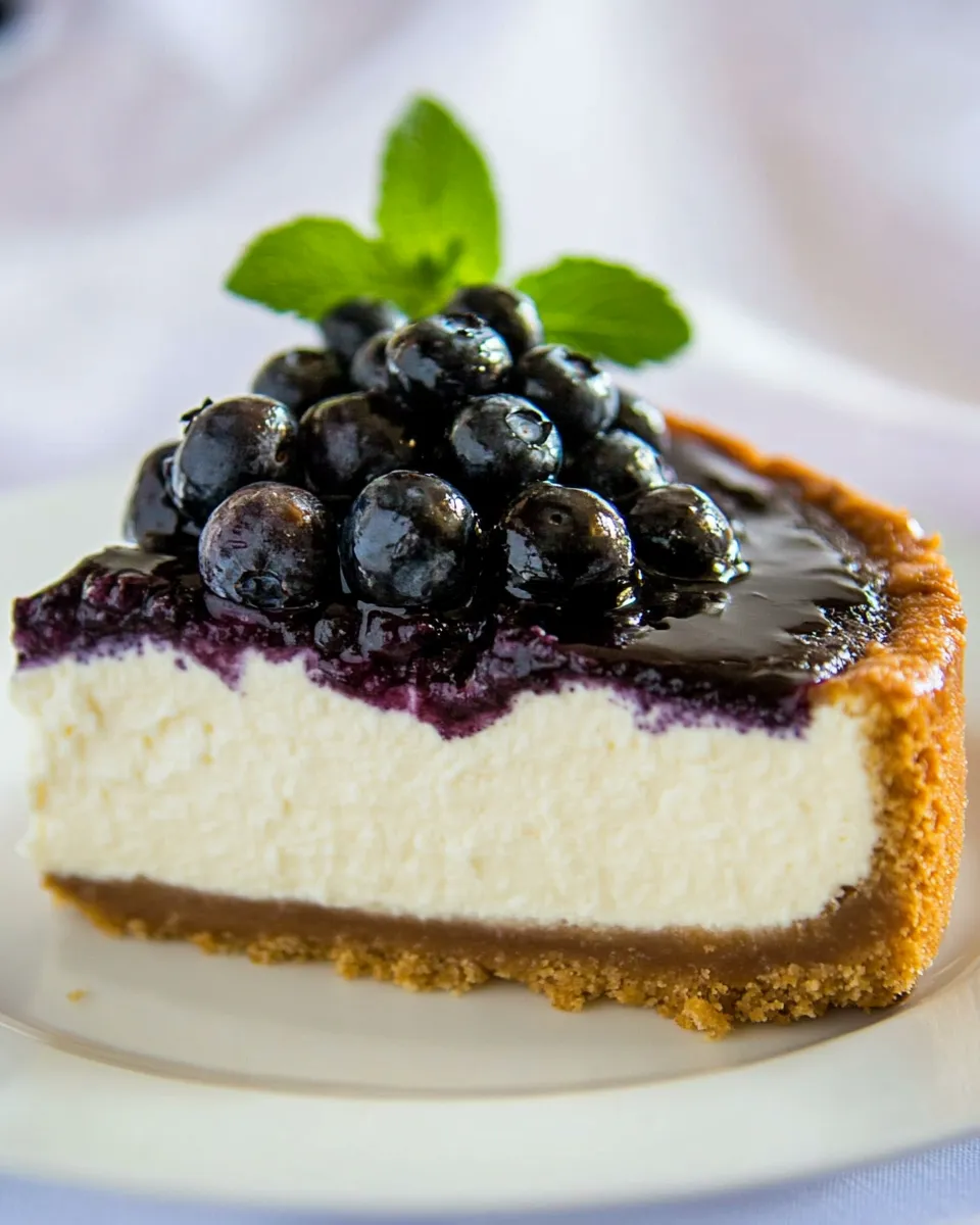 Classic Easy Cheesecake with Blueberry Topping (No Water Bath) image