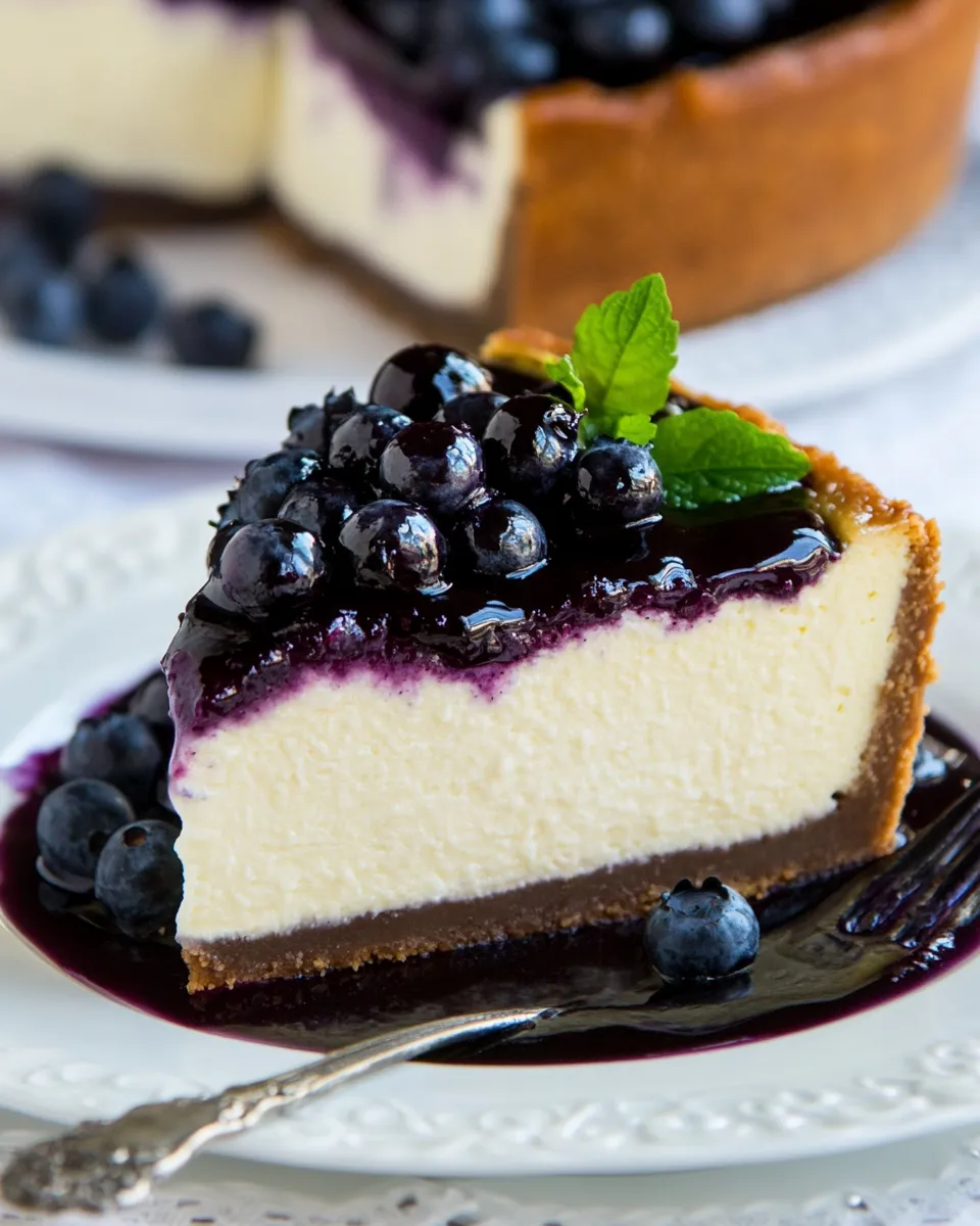 Delicious Easy Cheesecake with Blueberry Topping (No Water Bath) recipe photo