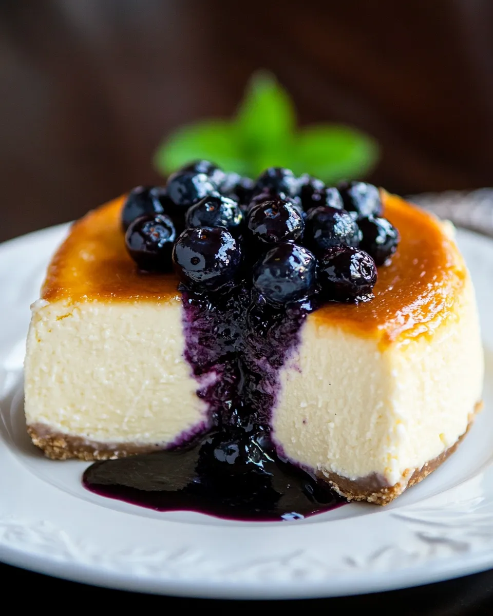 Quick Easy Cheesecake with Blueberry Topping (No Water Bath) shot