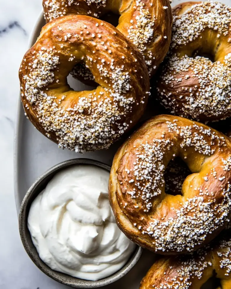 Delicious Easy Homemade Pretzel Bagels. food shot