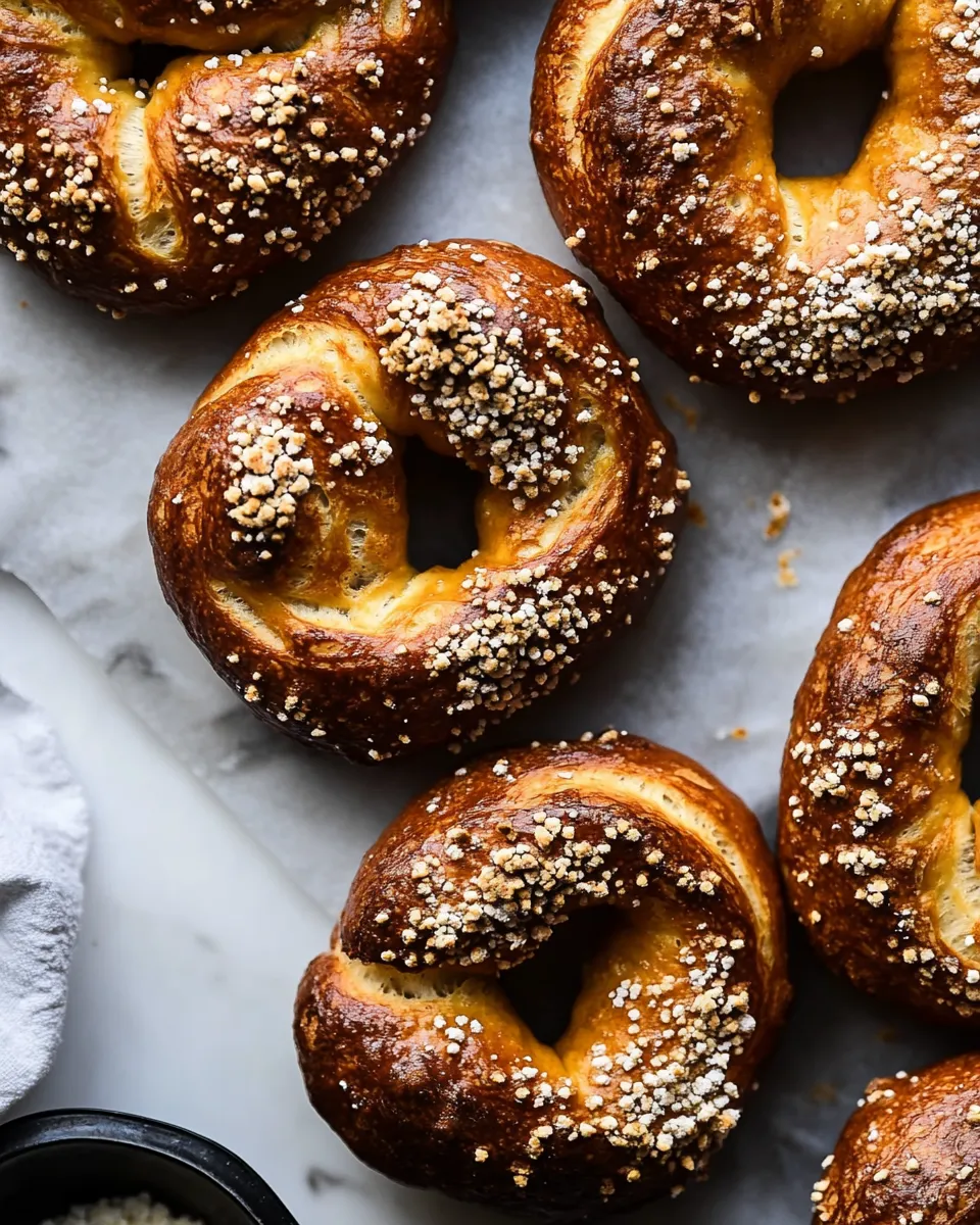 Fresh Easy Homemade Pretzel Bagels. food shot