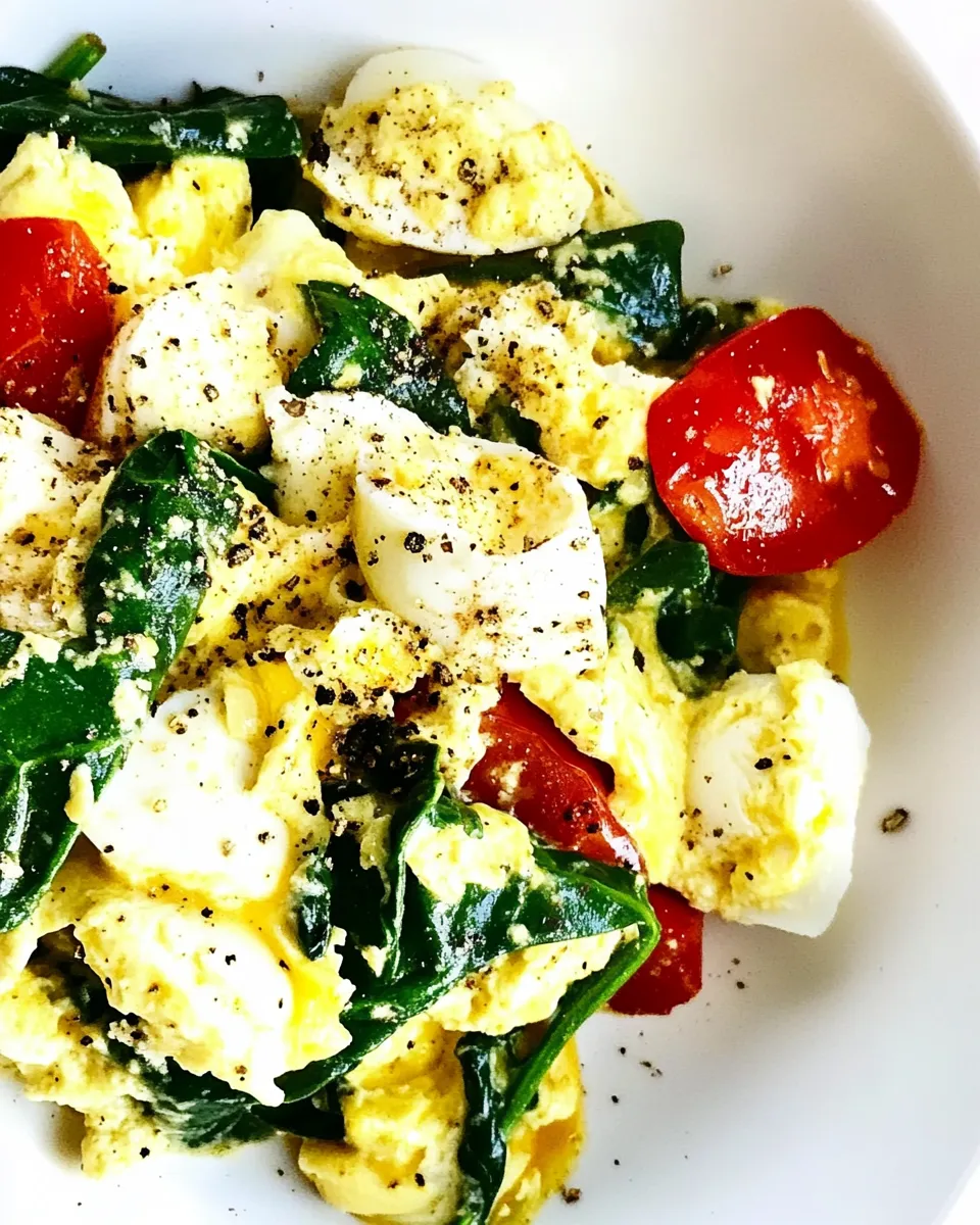 Homemade Egg Spinach and Tomato Scramble Recipe photo