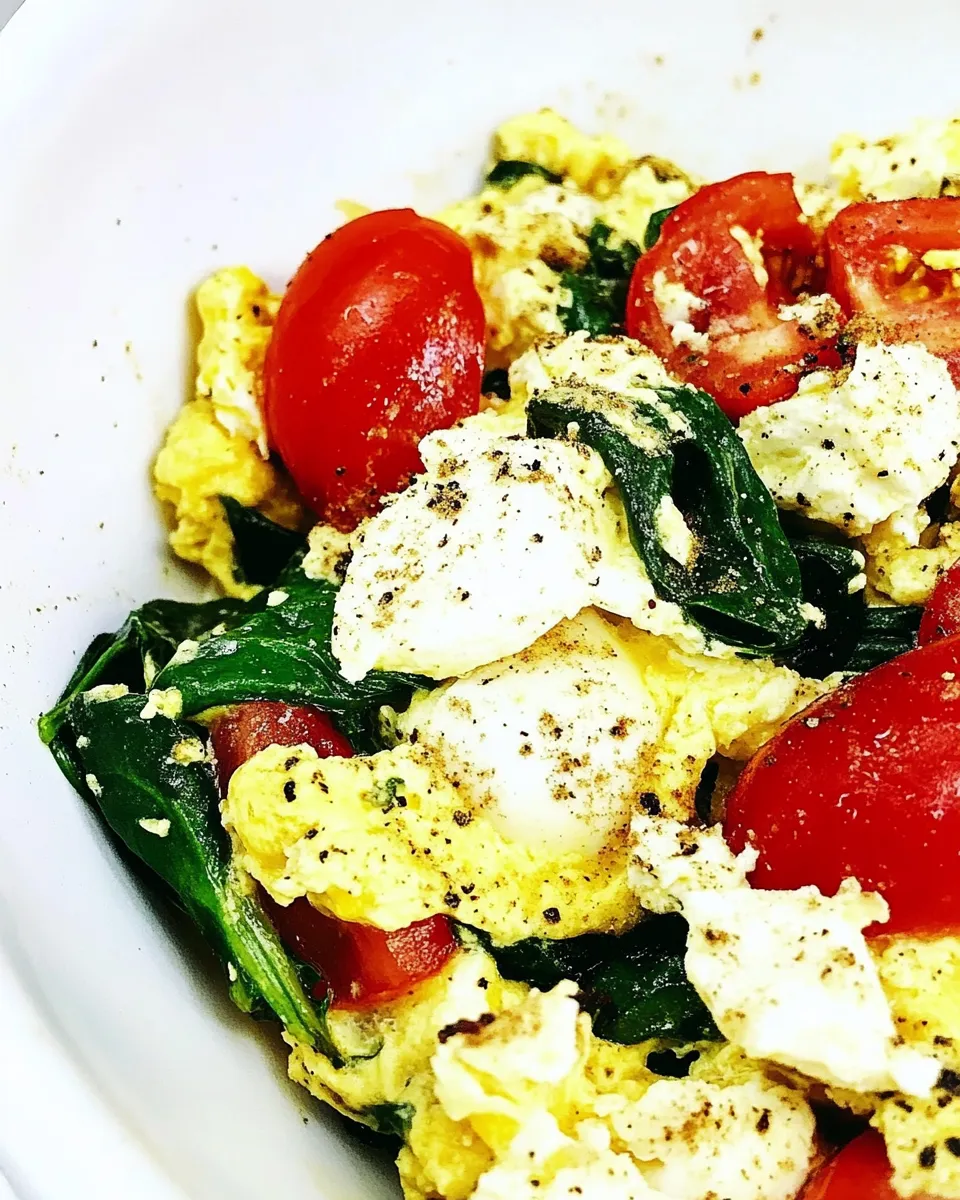 Classic Egg Spinach and Tomato Scramble Recipe image