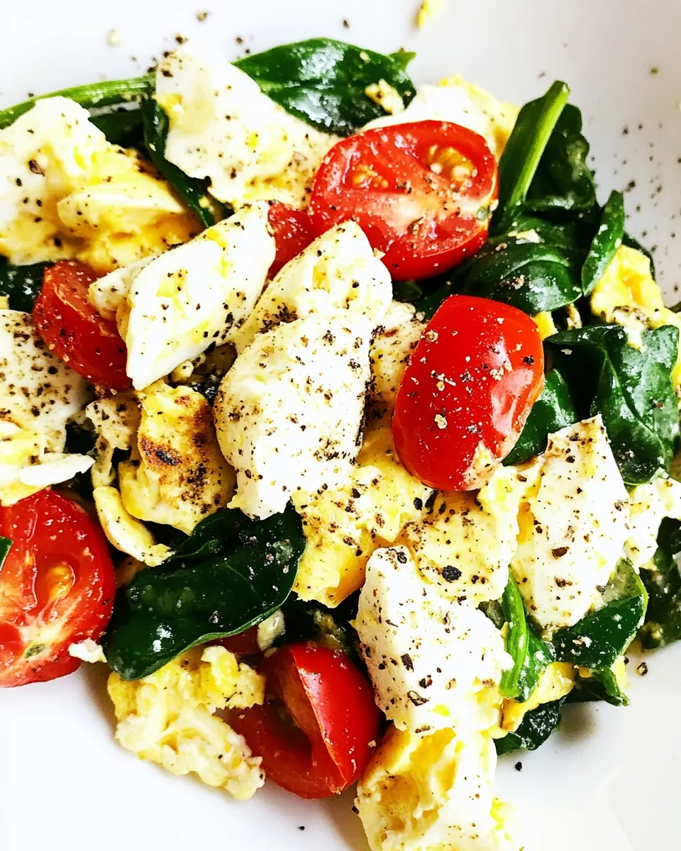 Delicious Egg Spinach and Tomato Scramble Recipe dish photo