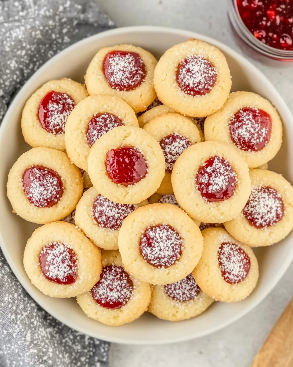Delicious Engelsaugen (German Thumbprint Cookies) shot
