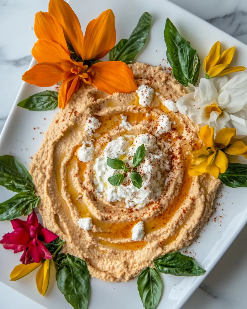 Homemade Flower Hummus Platter photo