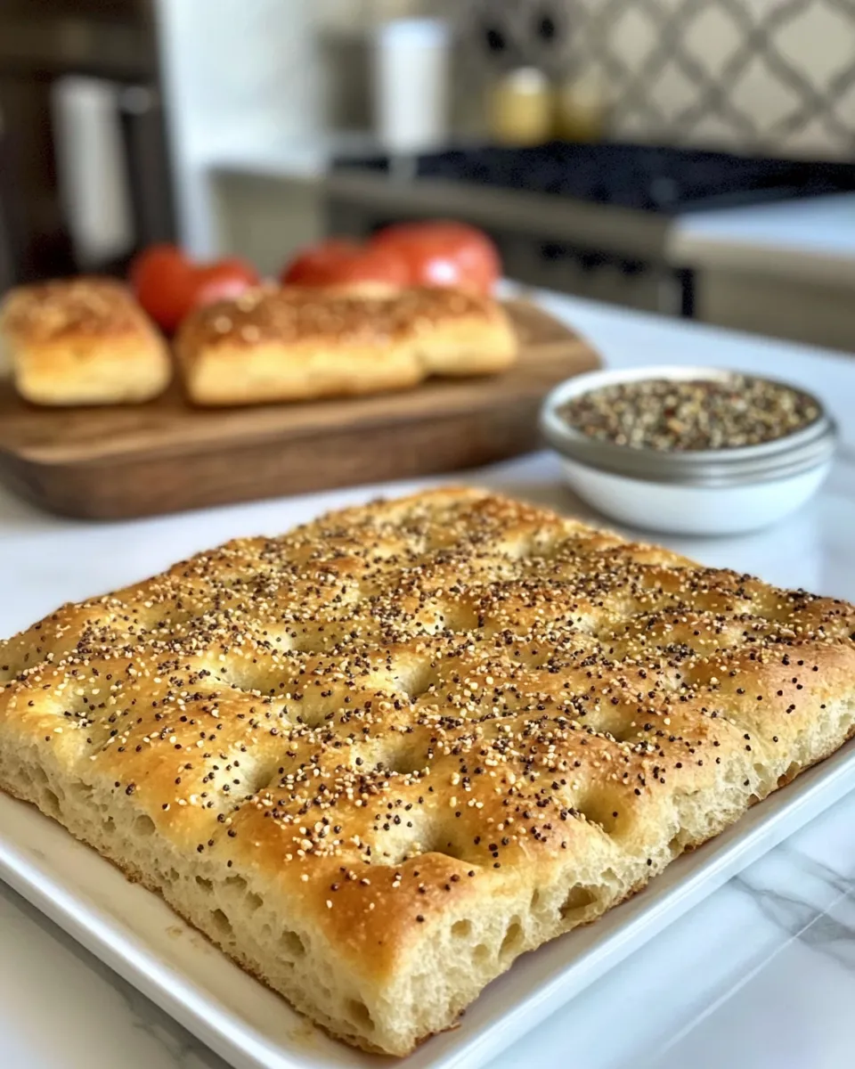 Quick Focaccia Bread With Everything Bagel Seasoning From Trader Joes shot