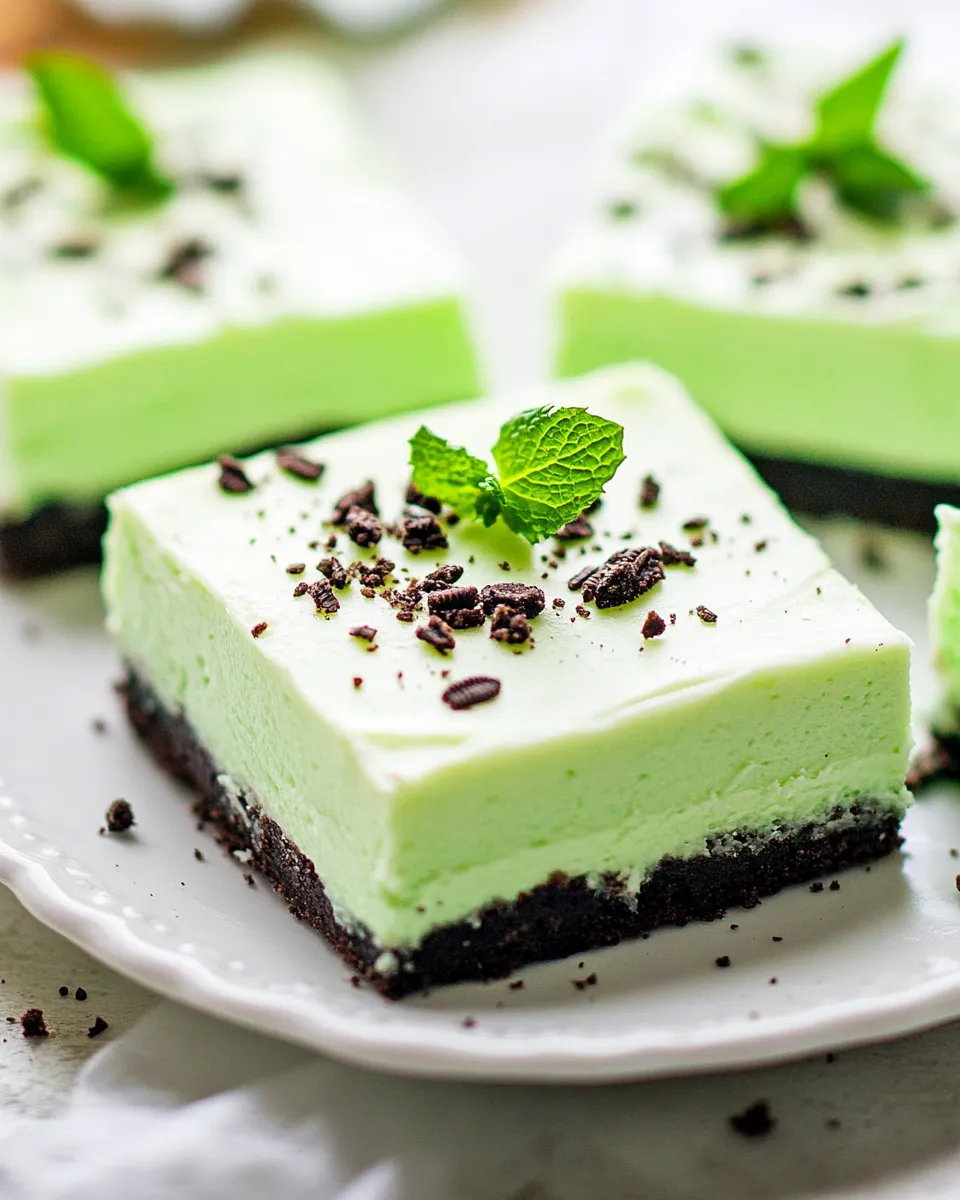 Delicious Foolproof Oreo Mint Cheesecake Bars Recipe image