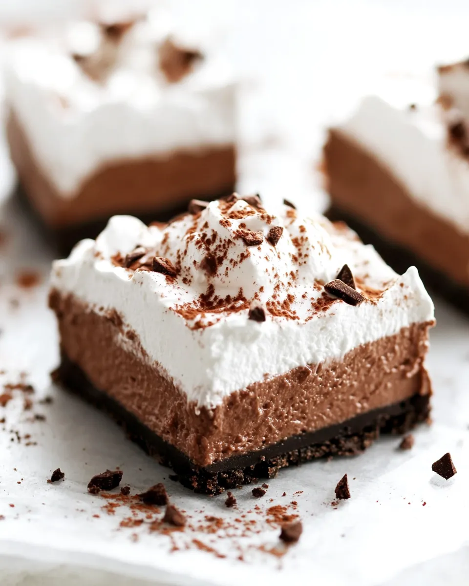 Delicious French Silk Pie Bars shot