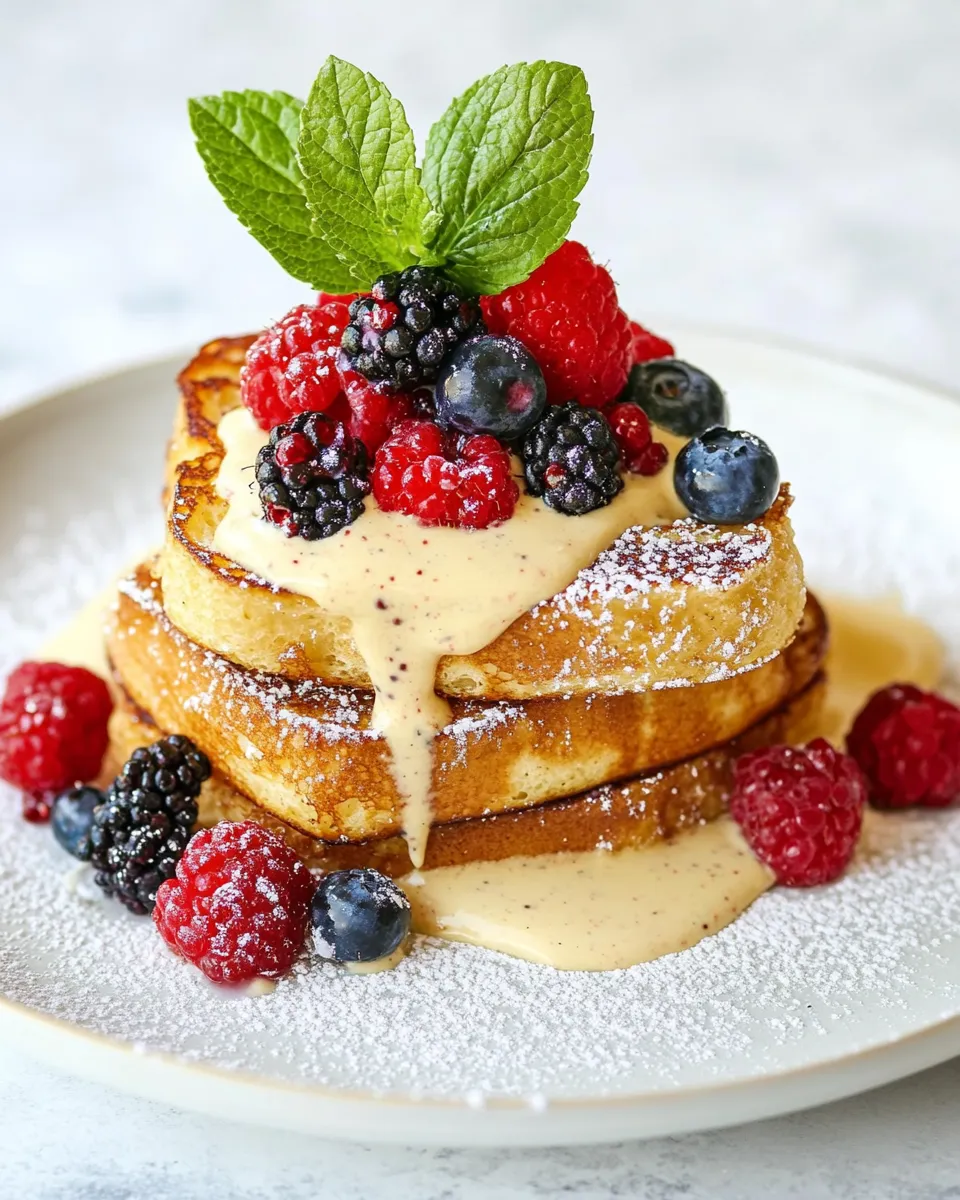 Best French Toast with Cream Sauce & Berries shot