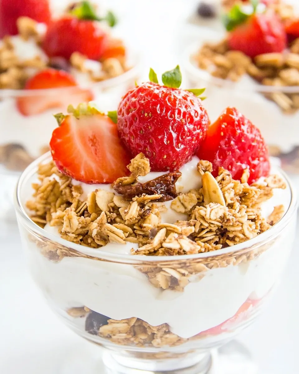 Healthy Fruit and Yogurt Parfaits with Easy Granola shot
