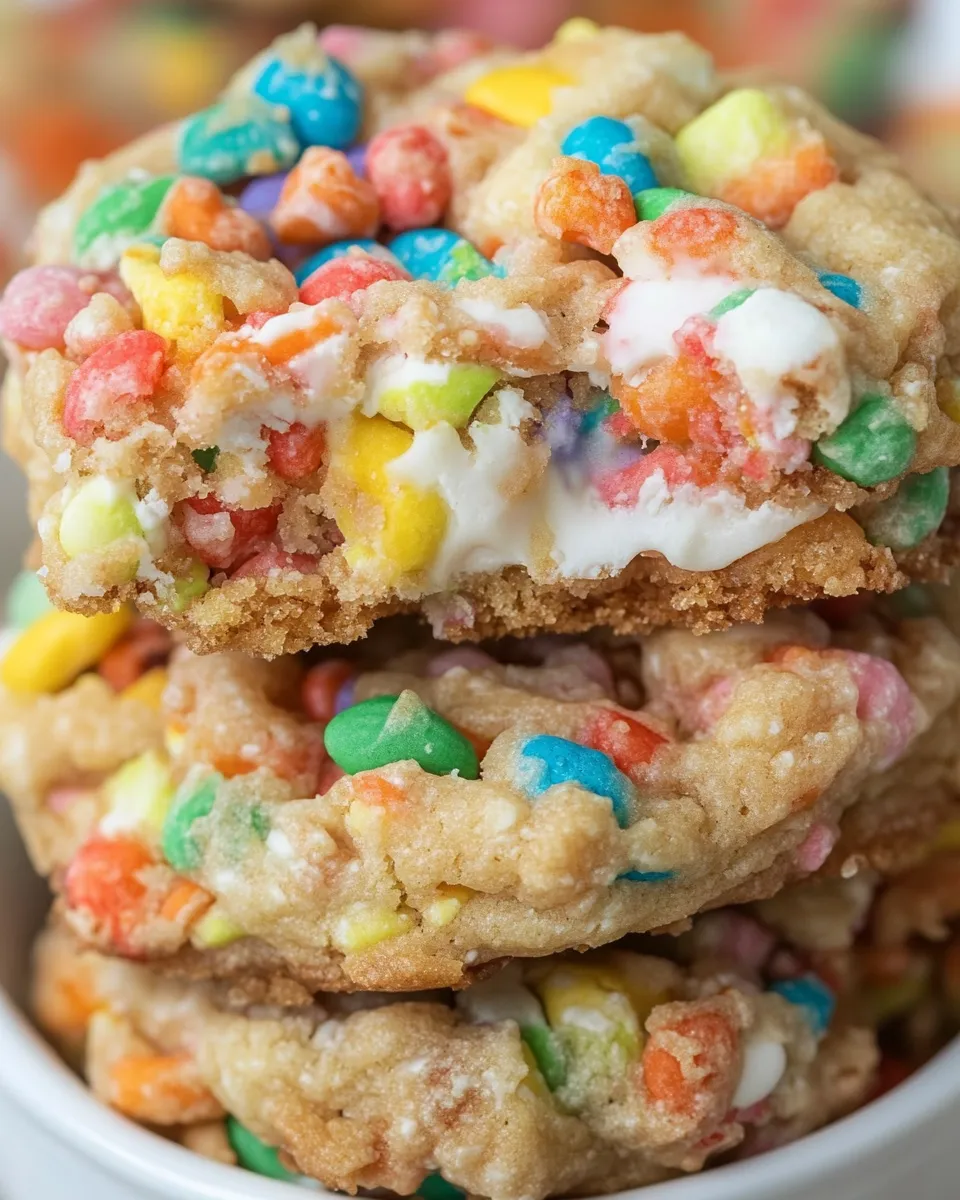 Delicious Fruity Pebble Pudding Cookies image