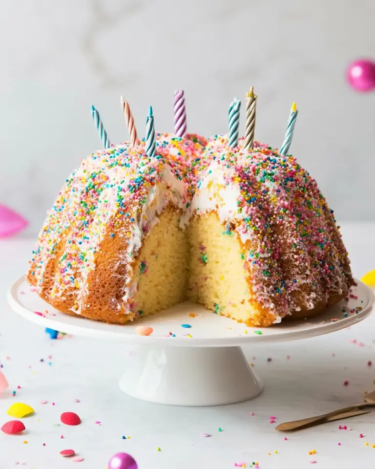 Homemade Funfetti Bundt Cake Birthday Cake photo
