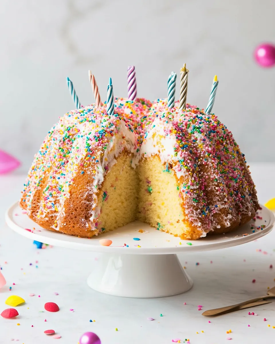 Homemade Funfetti Bundt Cake Birthday Cake photo