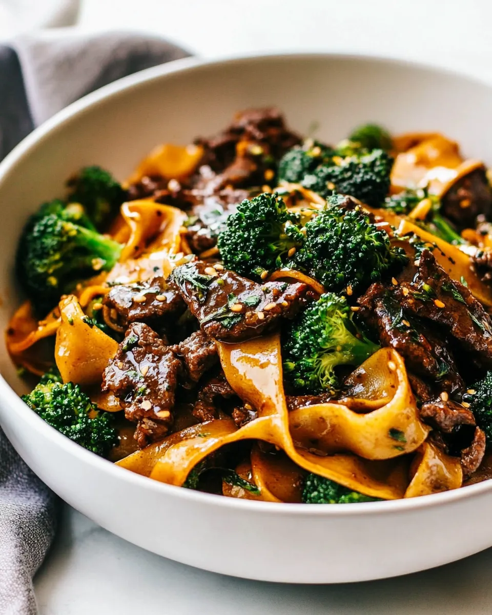 Tasty Garlic Beef and Broccoli Noodles plate image