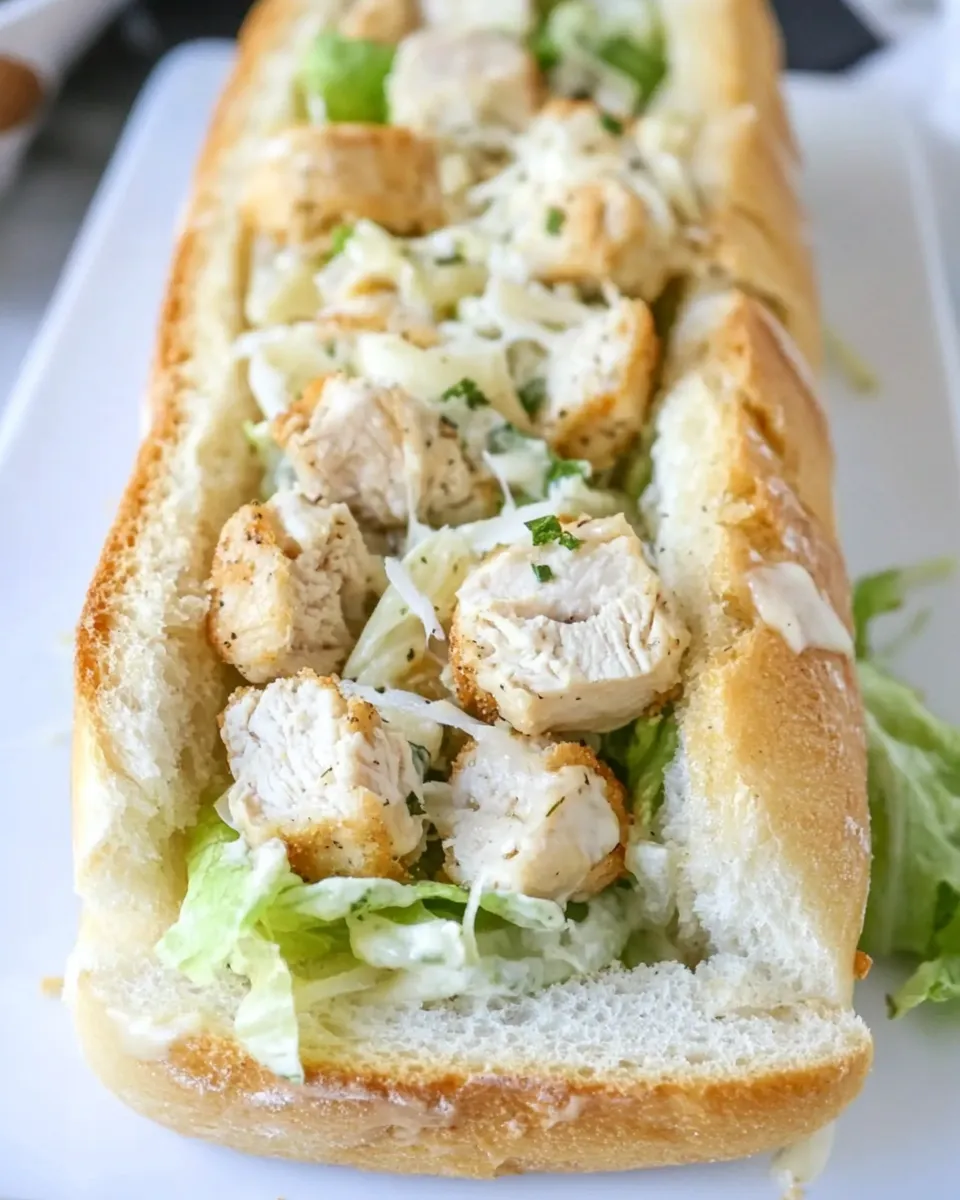Homemade Garlic Bread Chicken Caesar Sandwich photo
