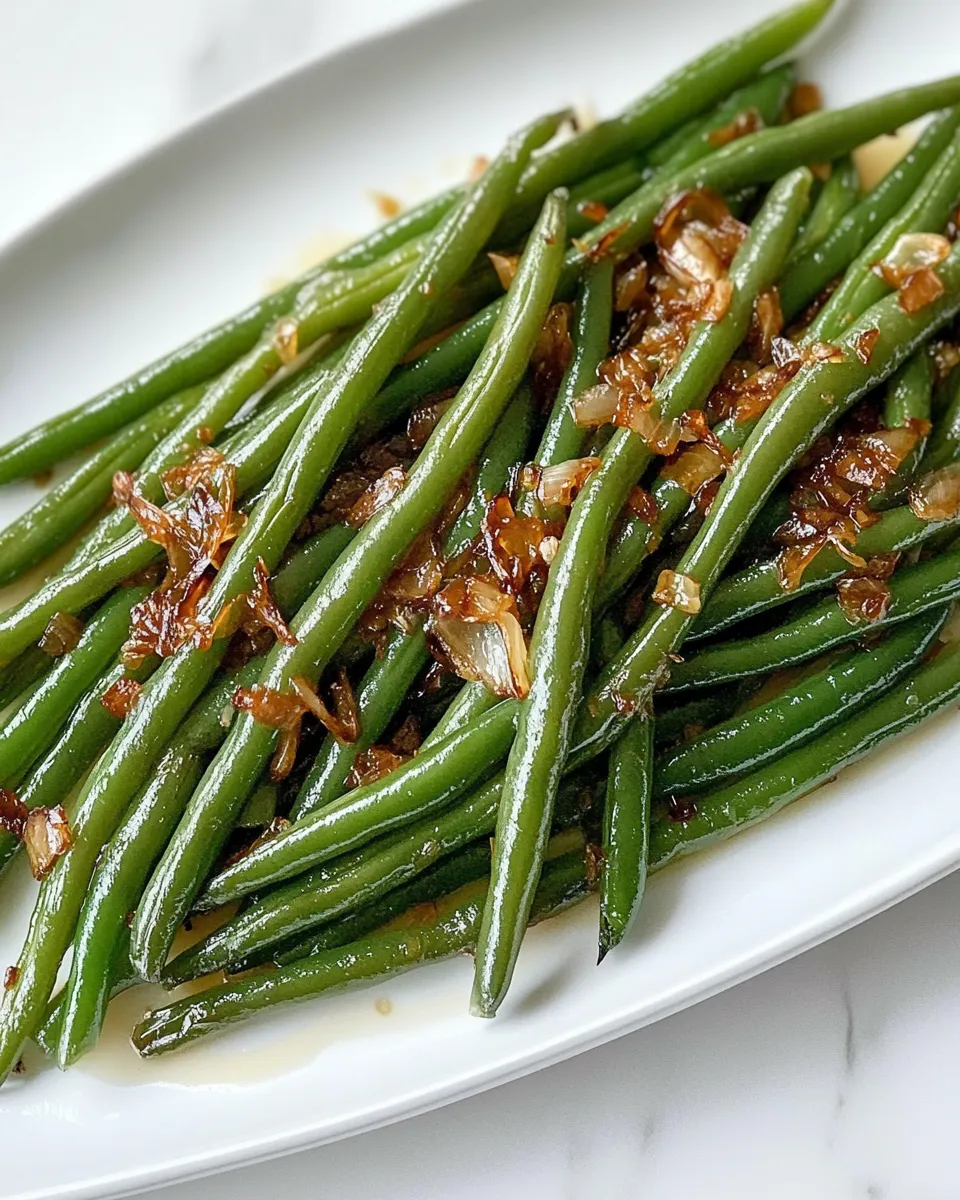 Easy Garlicky Green Beans with Caramelized Shallots recipe photo