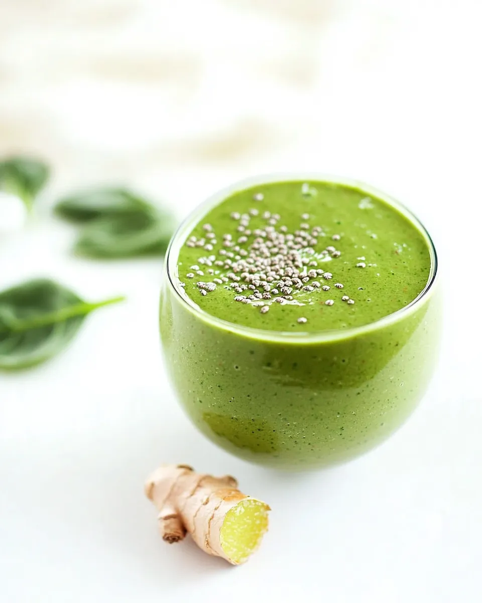Homemade Ginger and Spinach Green Smoothie photo