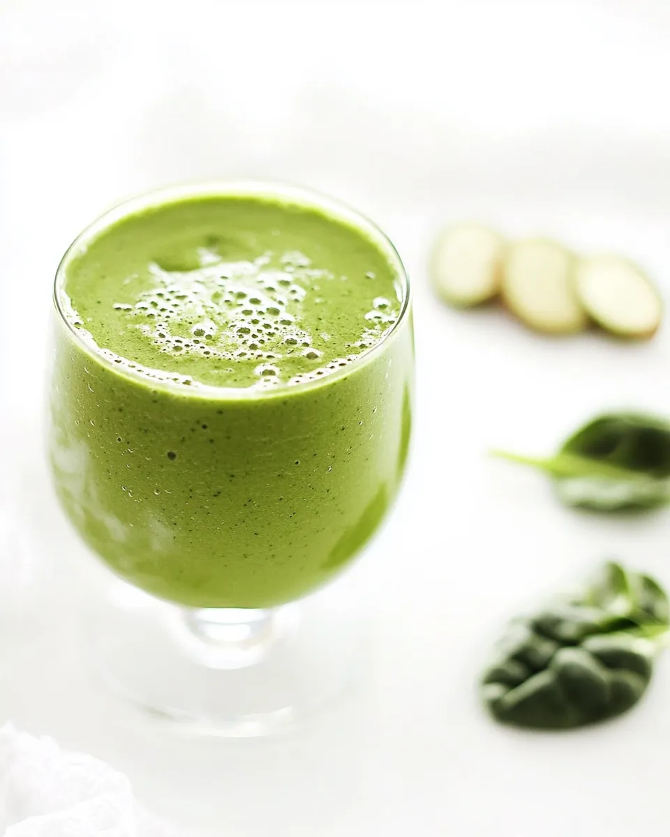 Fresh Ginger and Spinach Green Smoothie shot