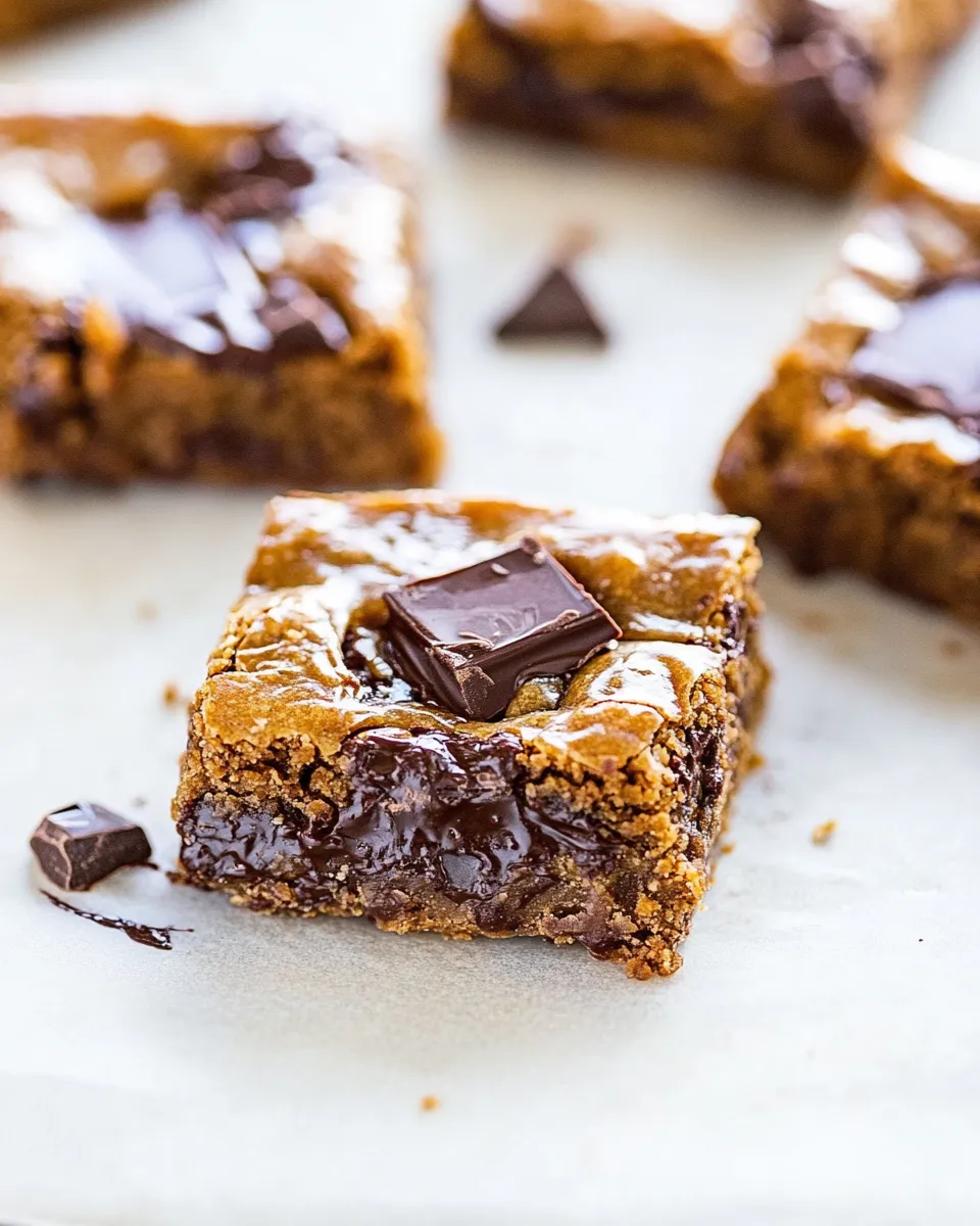 Best Gooey Chocolate Chunk Cookie Butter Bars shot