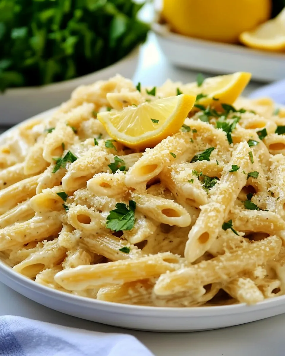 Delicious Greek Pasta with Lemon Alfredo Sauce image