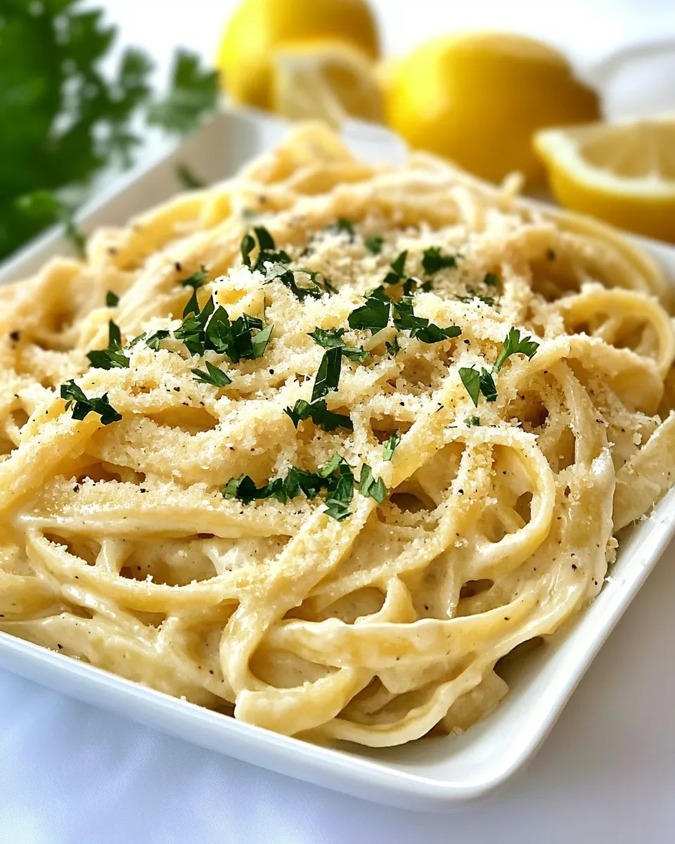 Healthy Greek Pasta with Lemon Alfredo Sauce dish photo