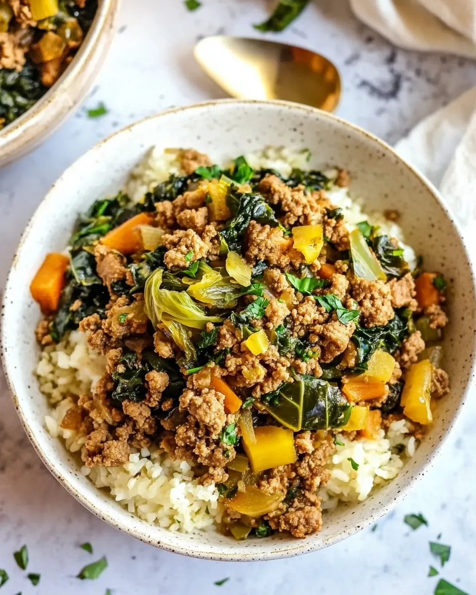 Easy Ground Turkey Bowls with Cabbage Rice (Keto, Paleo, Whole30) photo