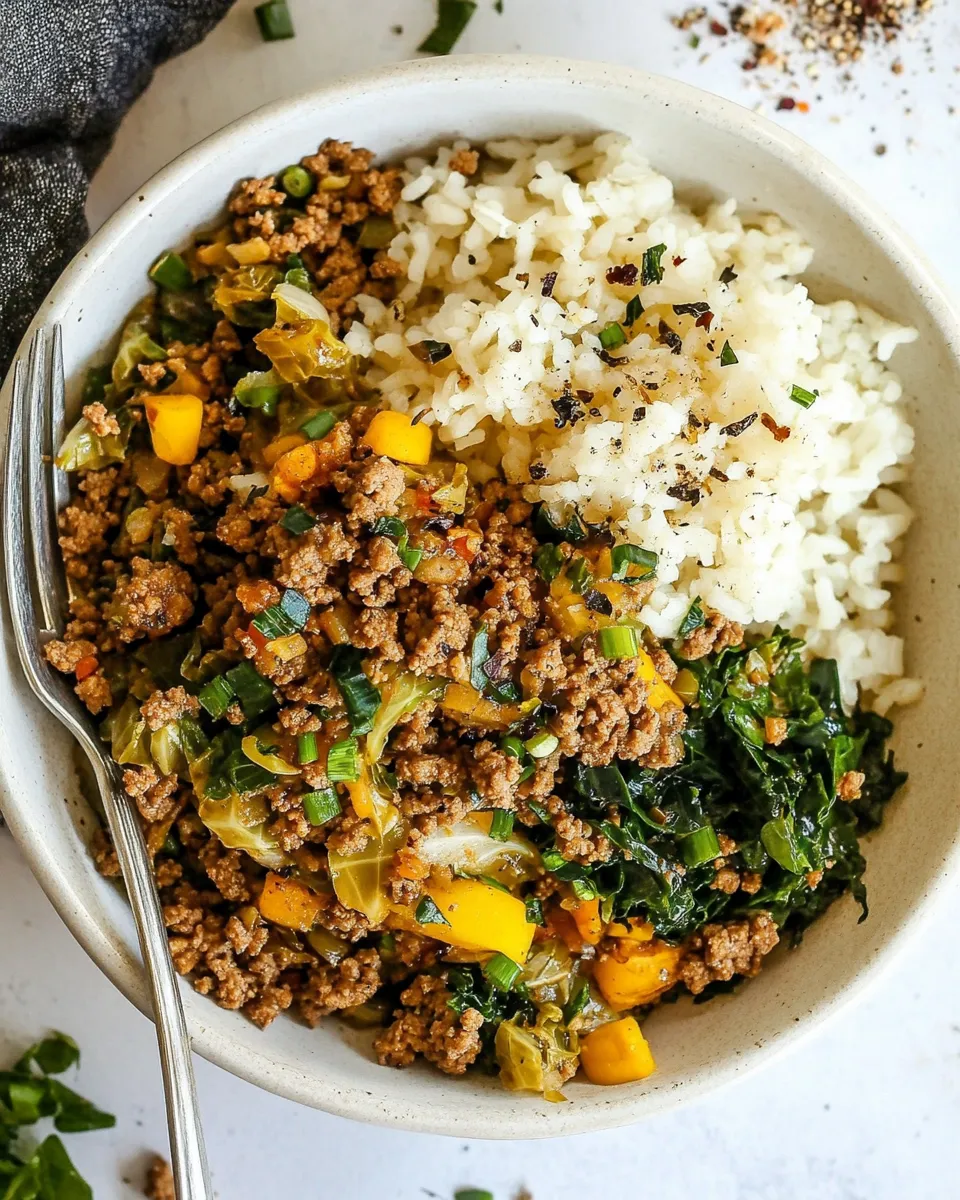Delicious Ground Turkey Bowls with Cabbage Rice (Keto, Paleo, Whole30) image