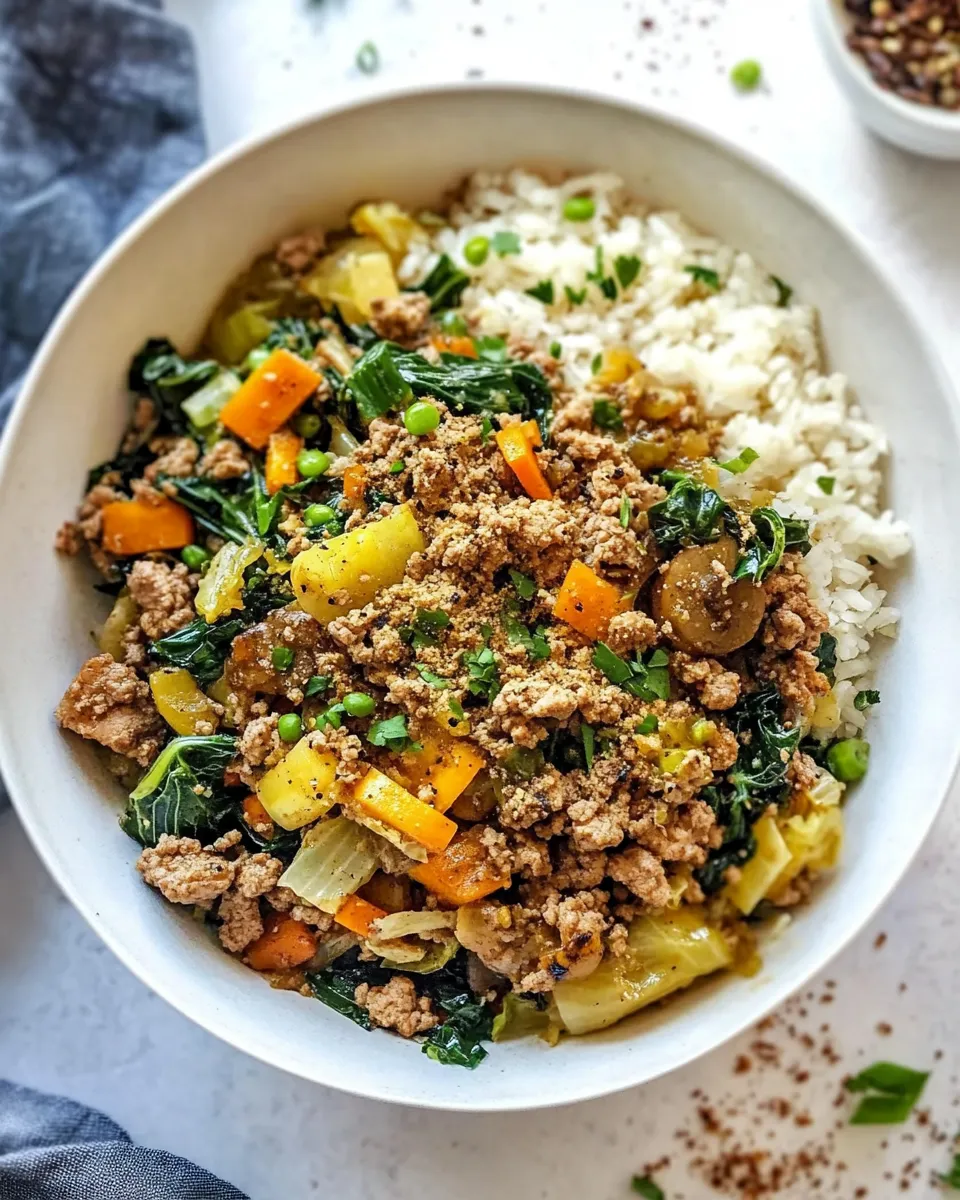 Savory Ground Turkey Bowls with Cabbage Rice (Keto, Paleo, Whole30) dish photo