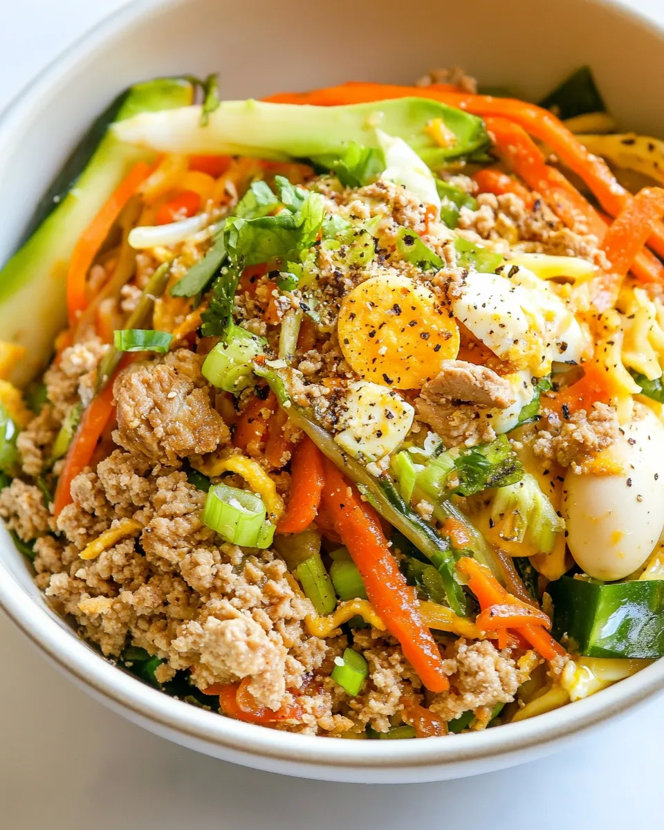 Savory Ground Turkey Egg Roll in a Bowl food shot