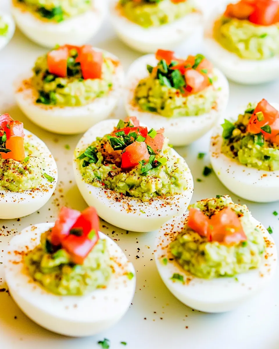 Delicious Guacamole Deviled Eggs shot