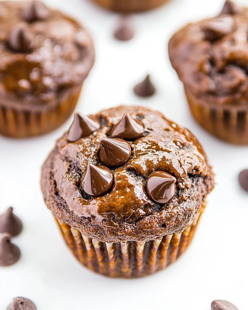 Homemade Healthy Double Chocolate Banana Muffins photo