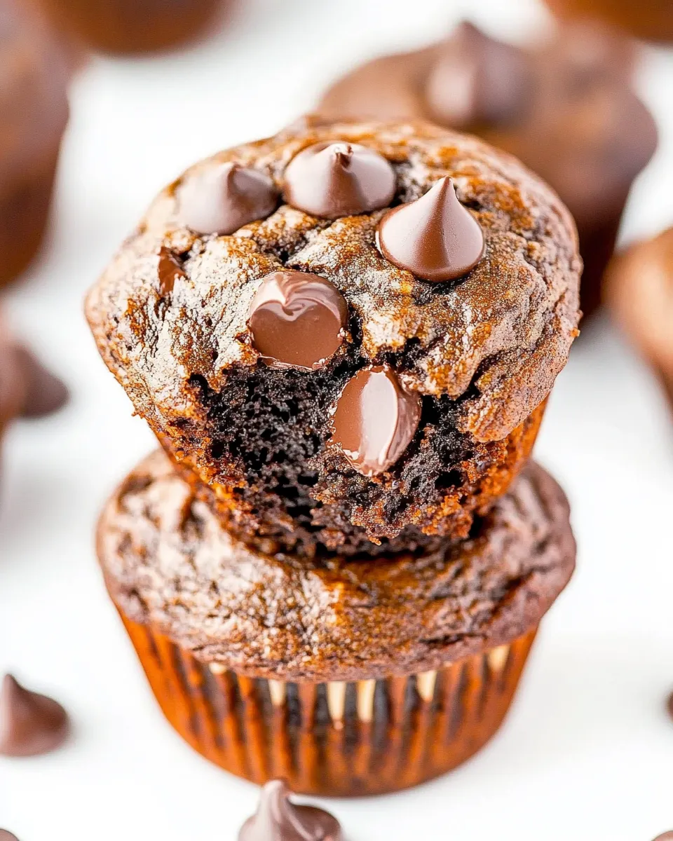 Delicious Healthy Double Chocolate Banana Muffins image