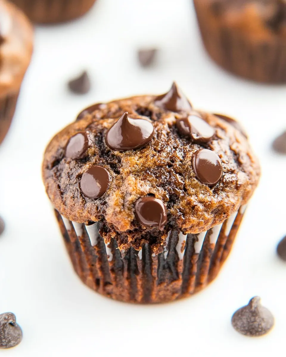 Easy Healthy Double Chocolate Banana Muffins recipe photo