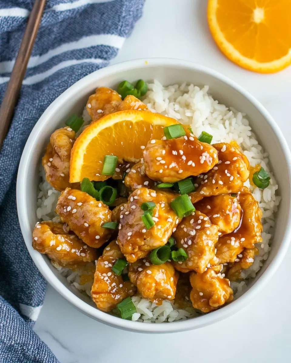 Delicious Healthy Orange Chicken shot