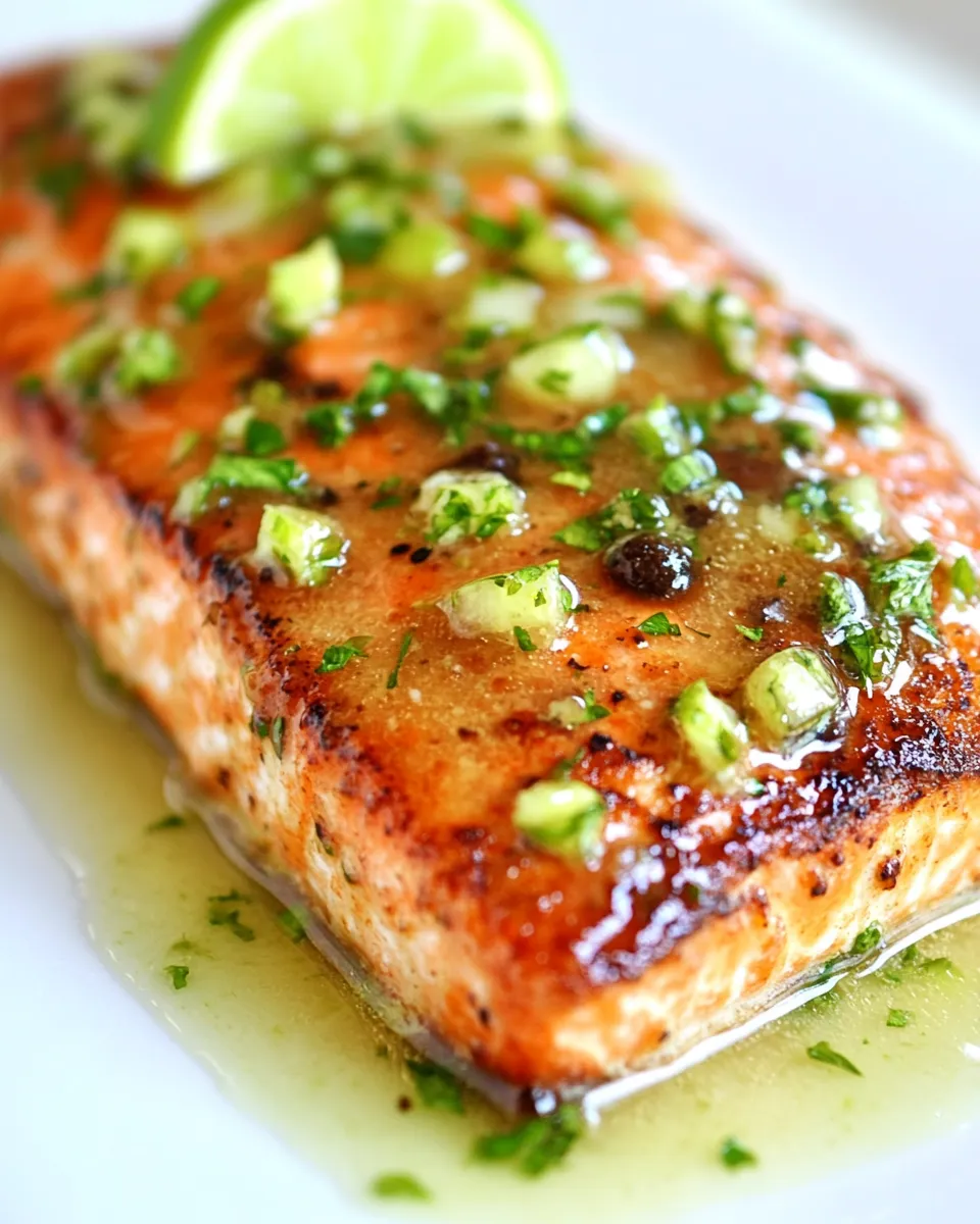 Savory Honey Glazed Salmon with Browned Butter Lime Sauce dish photo