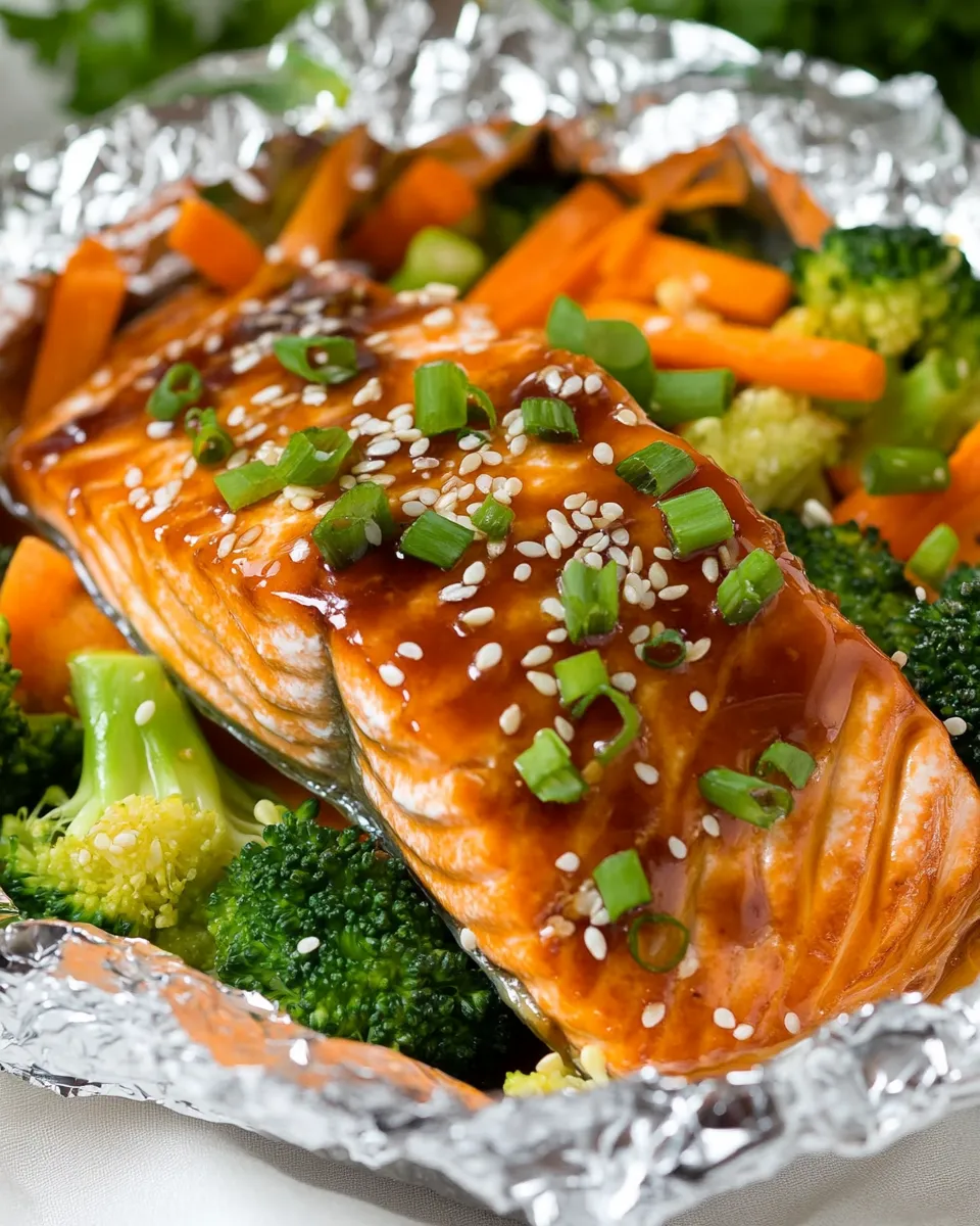 Easy Honey Teriyaki Salmon and Veggies in Foil photo