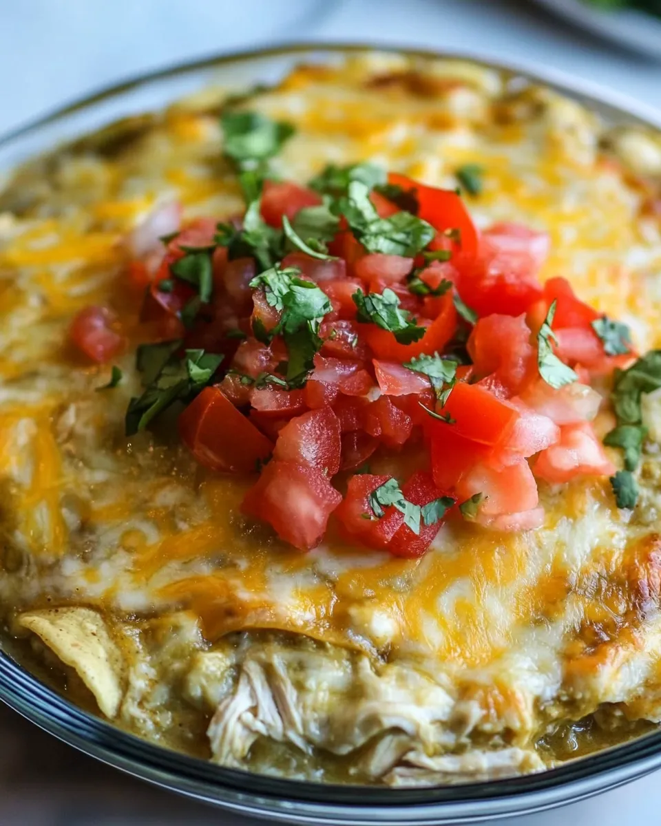 Tasty Instant Pot Salsa Verde Chicken Enchilada Casserole shot