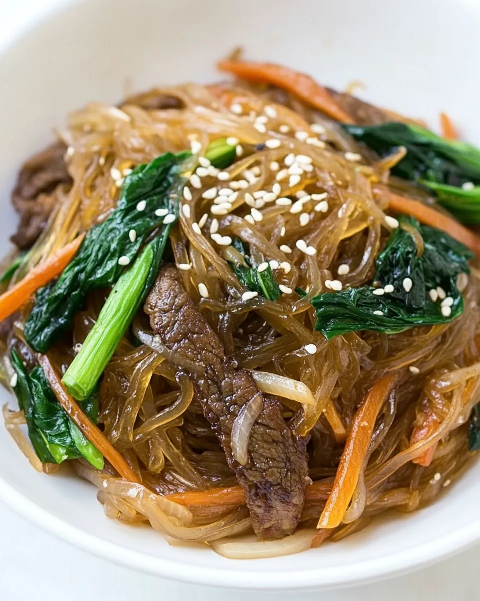 Delicious Japchae (Chap Chae) food shot