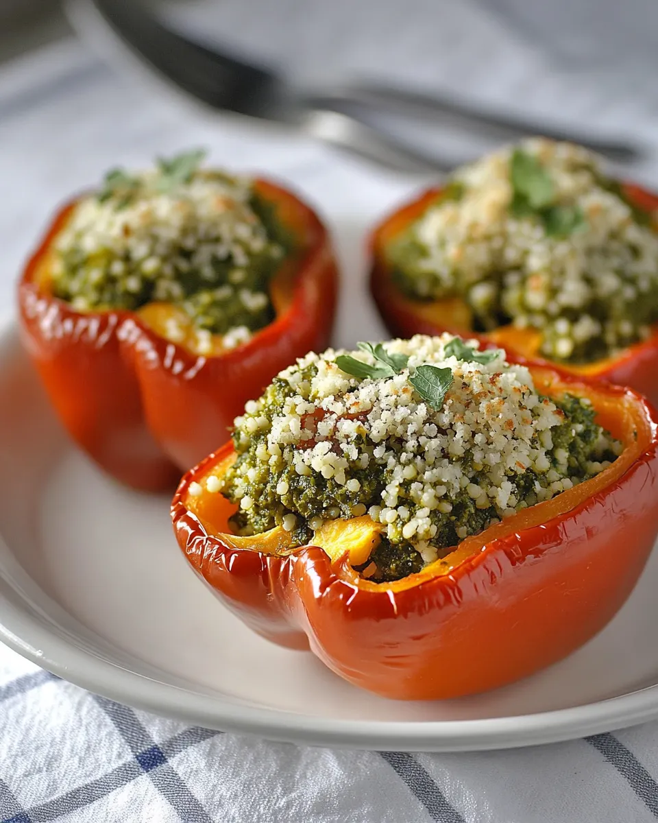 Homemade Kale Pesto Couscous Stuffed Peppers photo