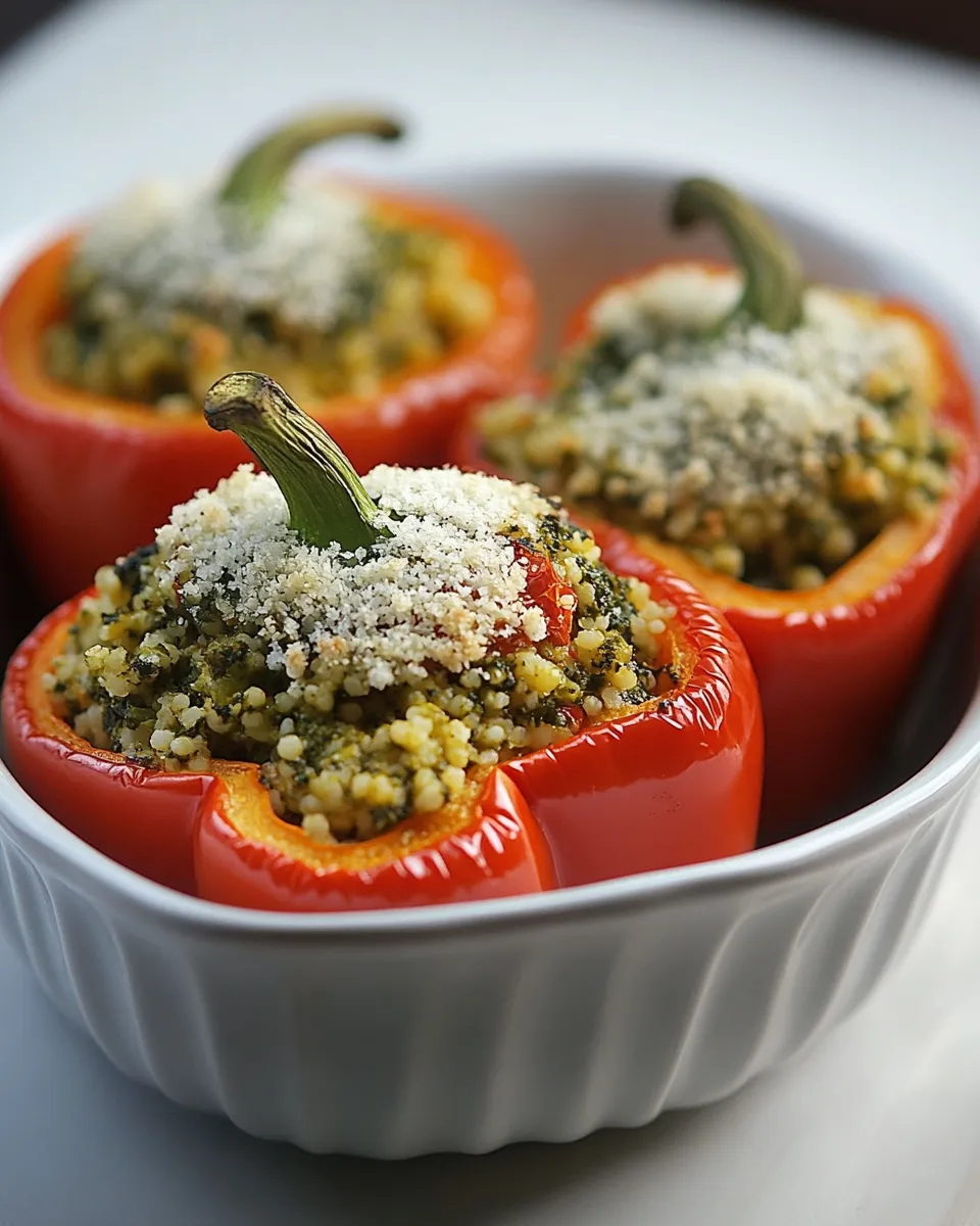 Easy Kale Pesto Couscous Stuffed Peppers image