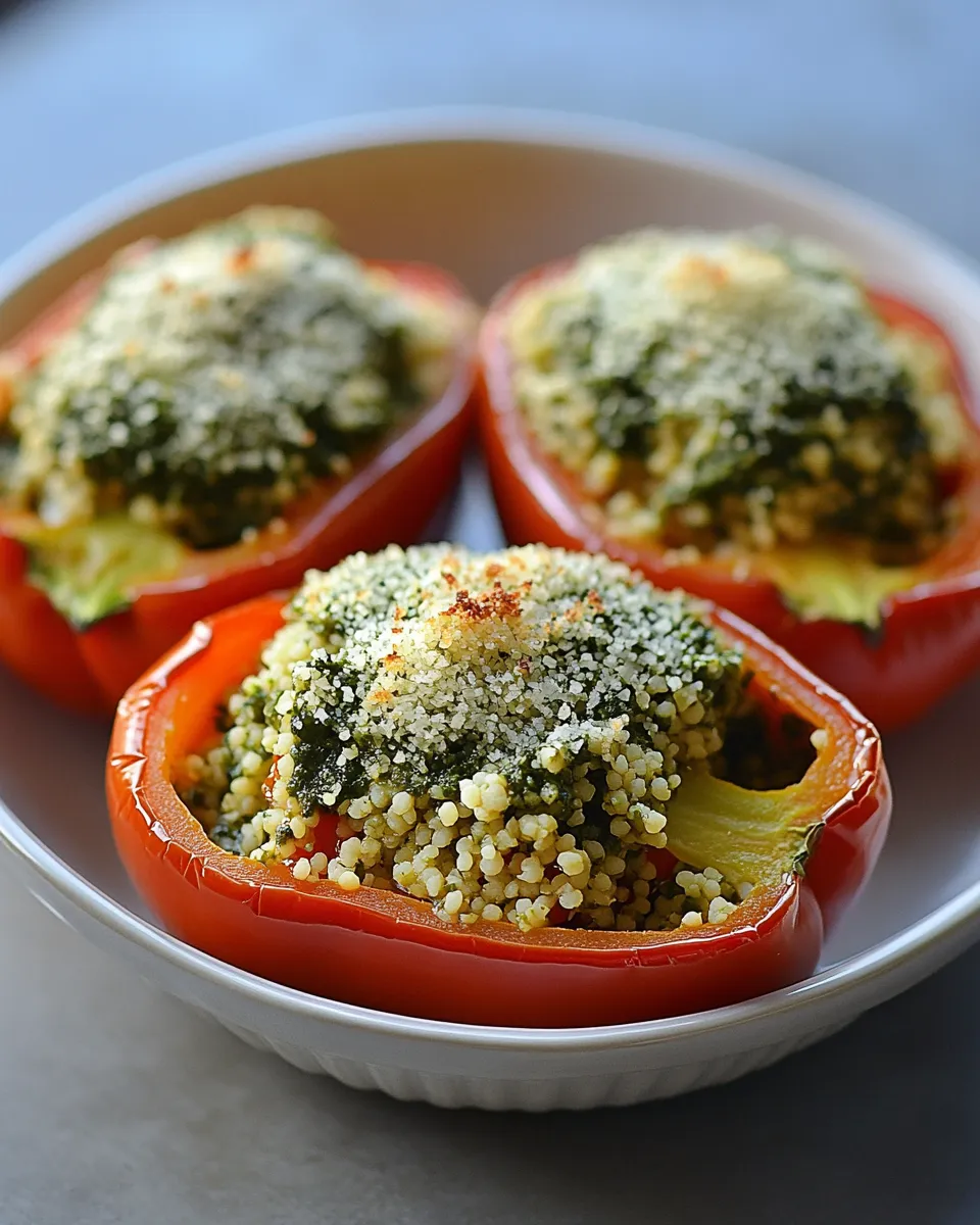 Delicious Kale Pesto Couscous Stuffed Peppers recipe photo