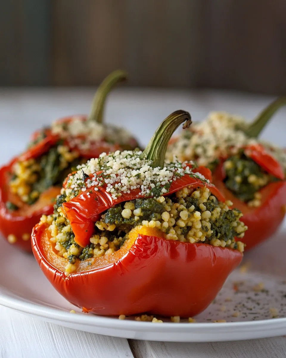 Quick Kale Pesto Couscous Stuffed Peppers shot