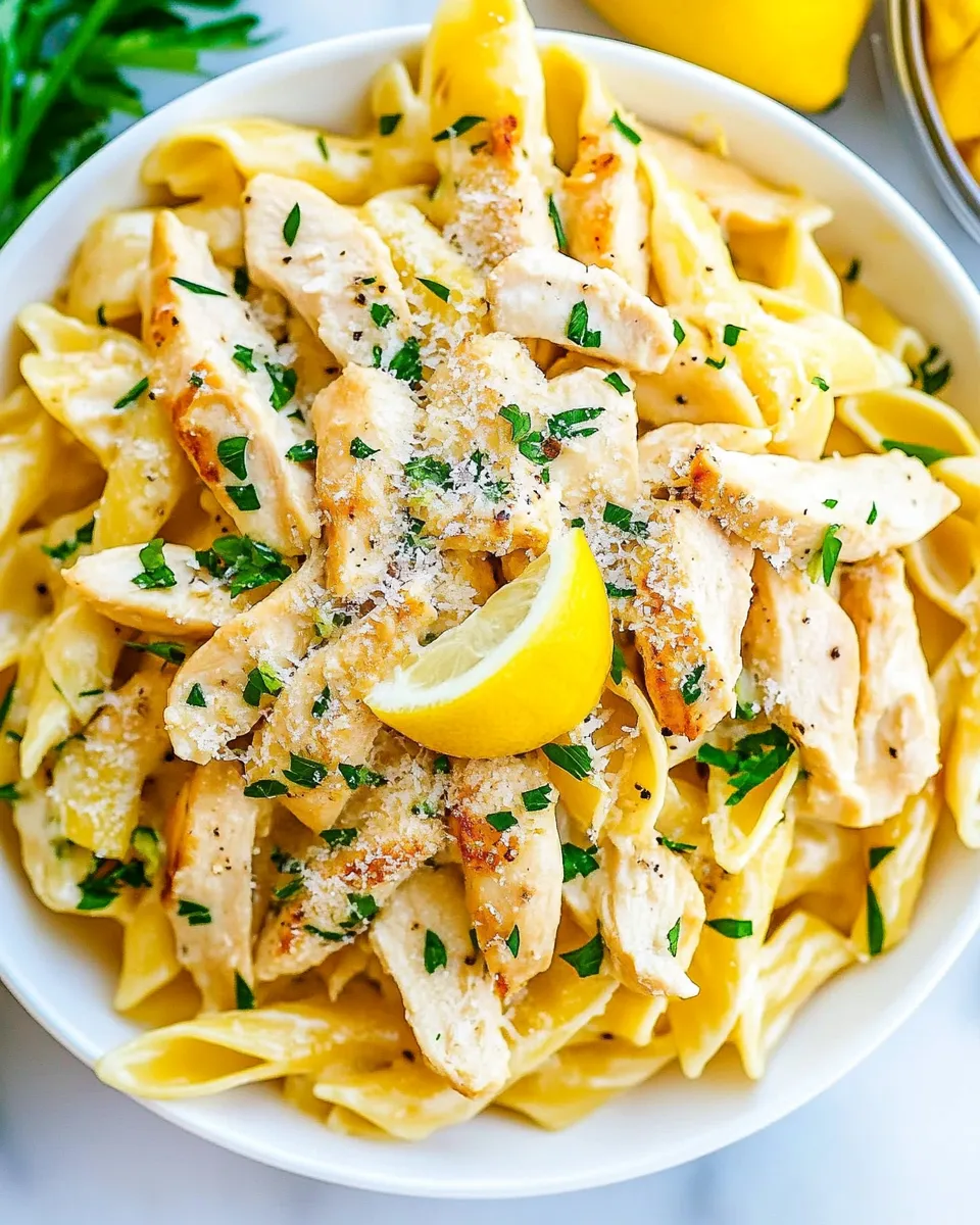 Delicious Lemon Butter Garlic Chicken Pasta image