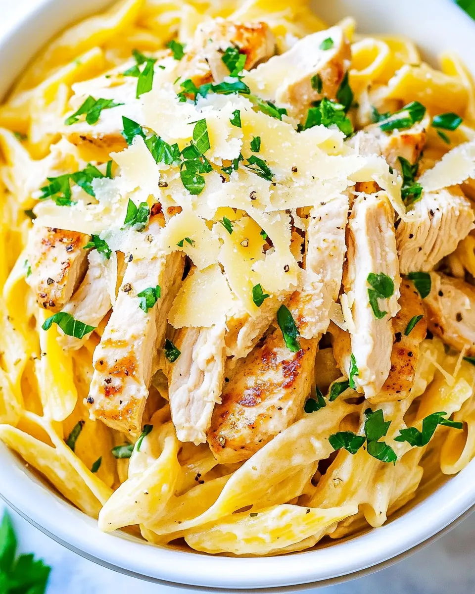 Quick Lemon Butter Garlic Chicken Pasta food shot