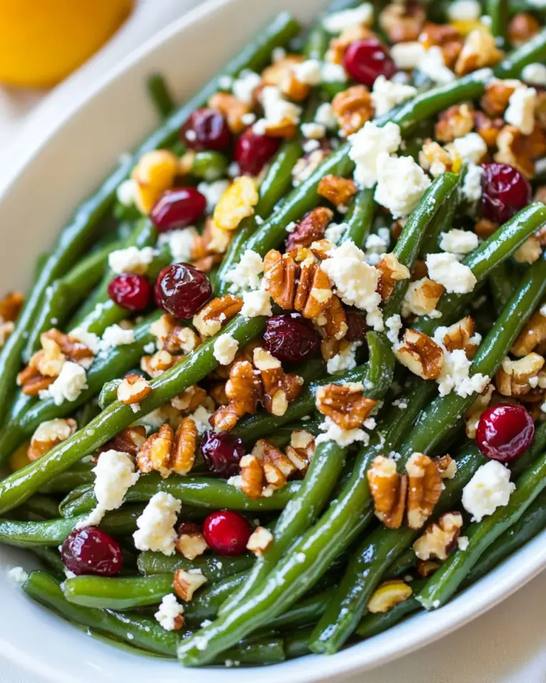 Homemade Lemon Butter Green Beans with Cranberries Walnuts and Feta photo