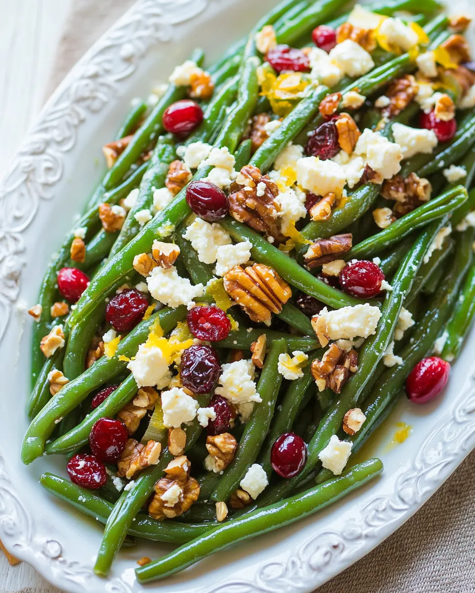 Easy Lemon Butter Green Beans with Cranberries Walnuts and Feta recipe photo