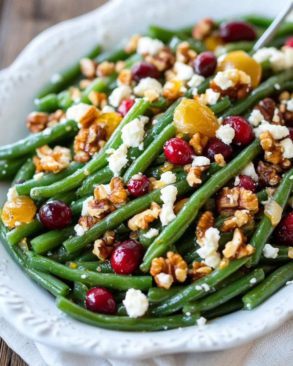 Delicious Lemon Butter Green Beans with Cranberries Walnuts and Feta shot